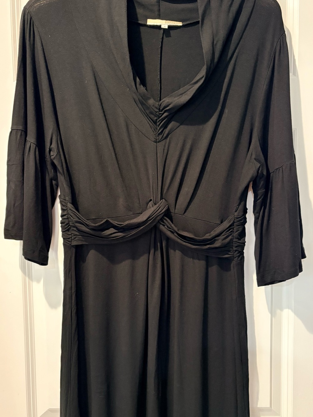 Olivia Harper Black Twist-Front Cowl Neck Jersey Dress